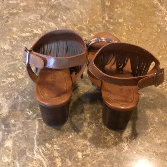 eva and zoe Shoes Eva And Zoe Fringe Strap Beaded Sandal Poshmark